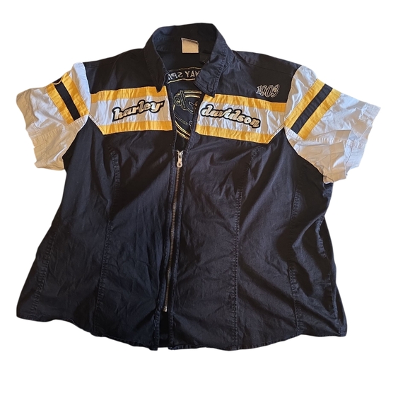 Harley-Davidson Black and White Jacket with Yellow Accents 2 Piece Set - Picture 6 of 7
